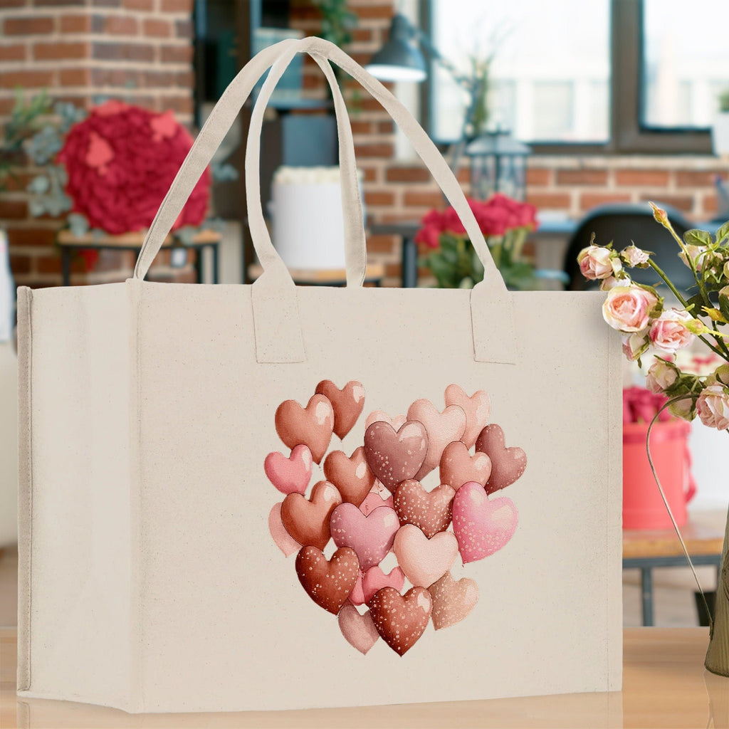 Heart Canvas Tote Bag Happy Valentines Day Gift for Her Love Tote Bag Lovers Gift Mother Day Gift Cute Valentines Gift
