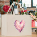 Heart Canvas Tote Bag Happy Valentines Day Gift for Her Love Tote Bag Lovers Gift Mother Day Gift Cute Valentines Gift