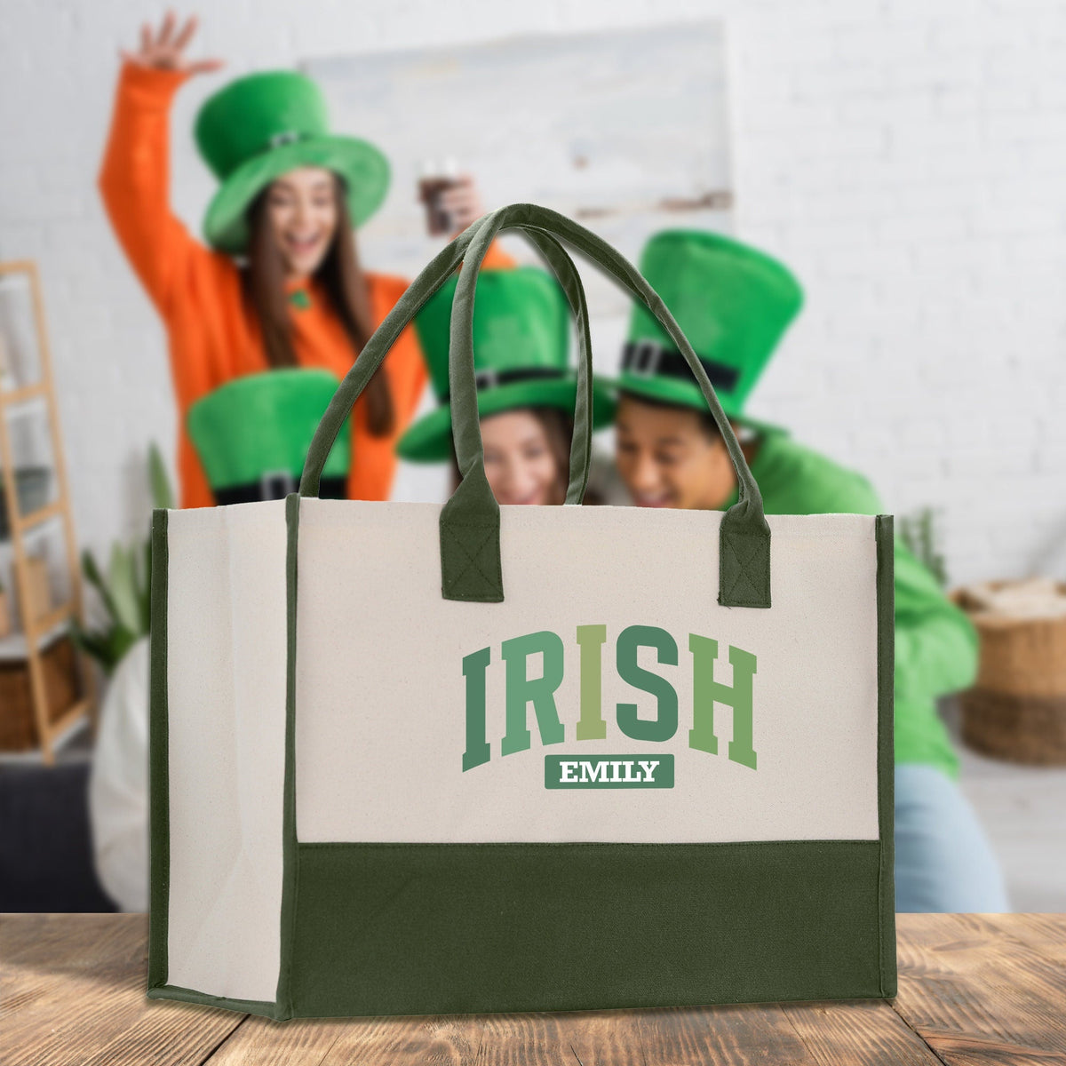 Saint Patrick's Day Personalized Cotton Canvas Tote Bag St Patrick Day Gift Shamrock Bag Lucky St Patrick's Irish Tote Bag Shenanigans Gift