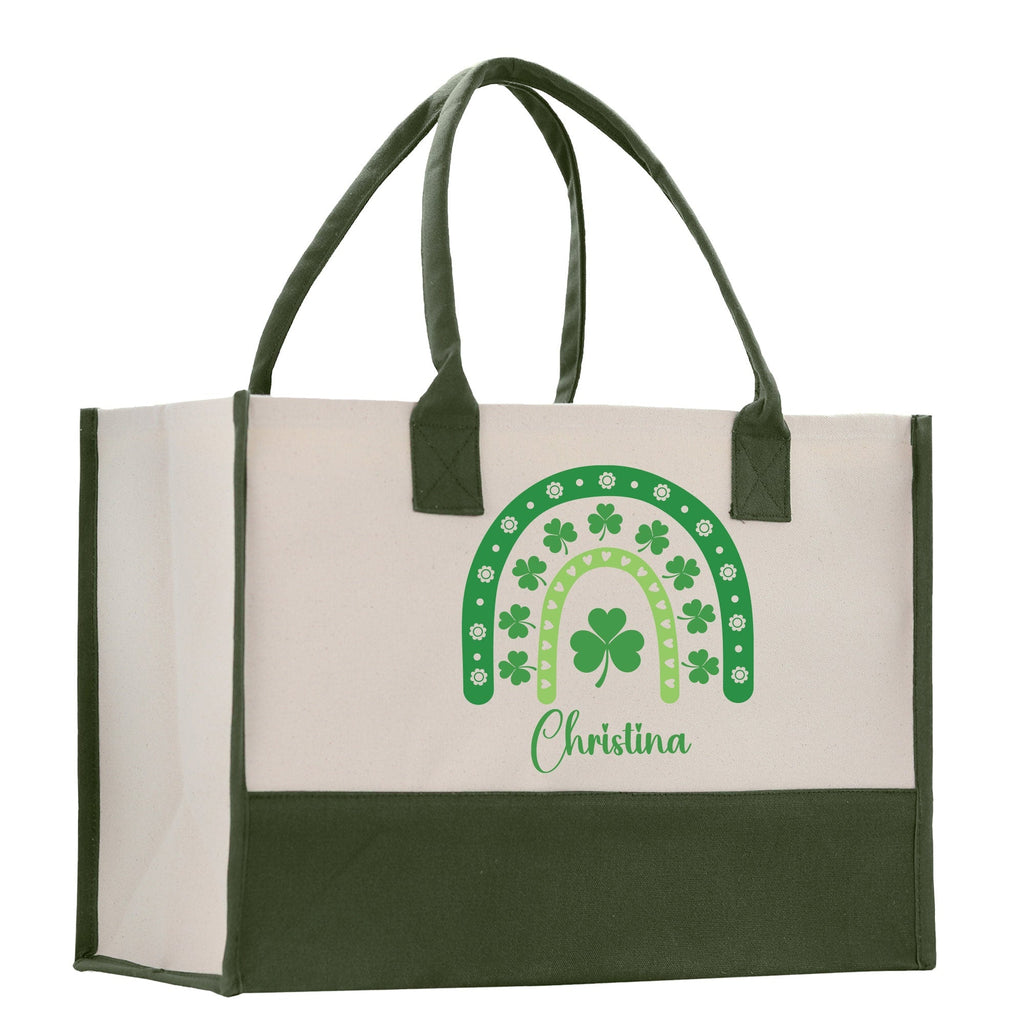 Saint Patrick's Day Personalized Cotton Canvas Tote Bag St Patrick Day Gift Shamrock Bag Lucky St Patrick's Irish Tote Bag Shenanigans Gift
