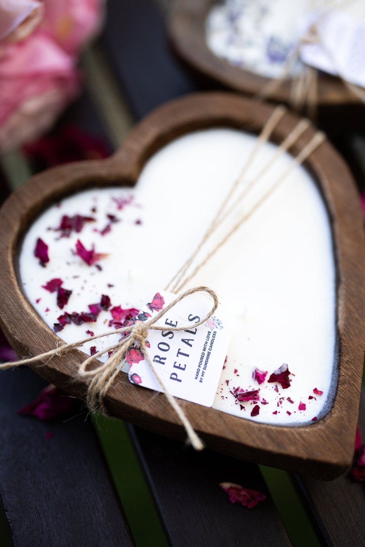 Heart-Shaped Dough Bowl Candle | Petal Rose Soy Wax | Love & Wedding Gift