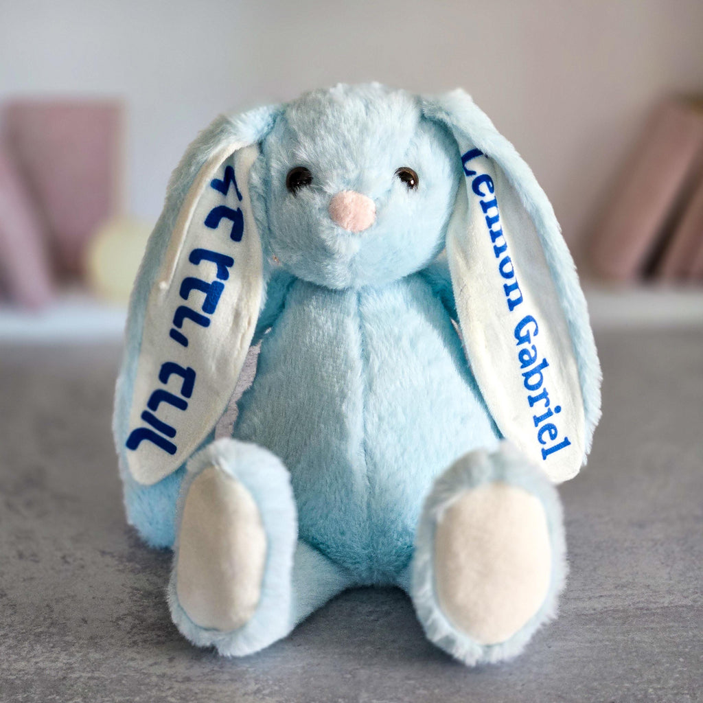 English and Hebrew Custom Plush Bunny for Kids