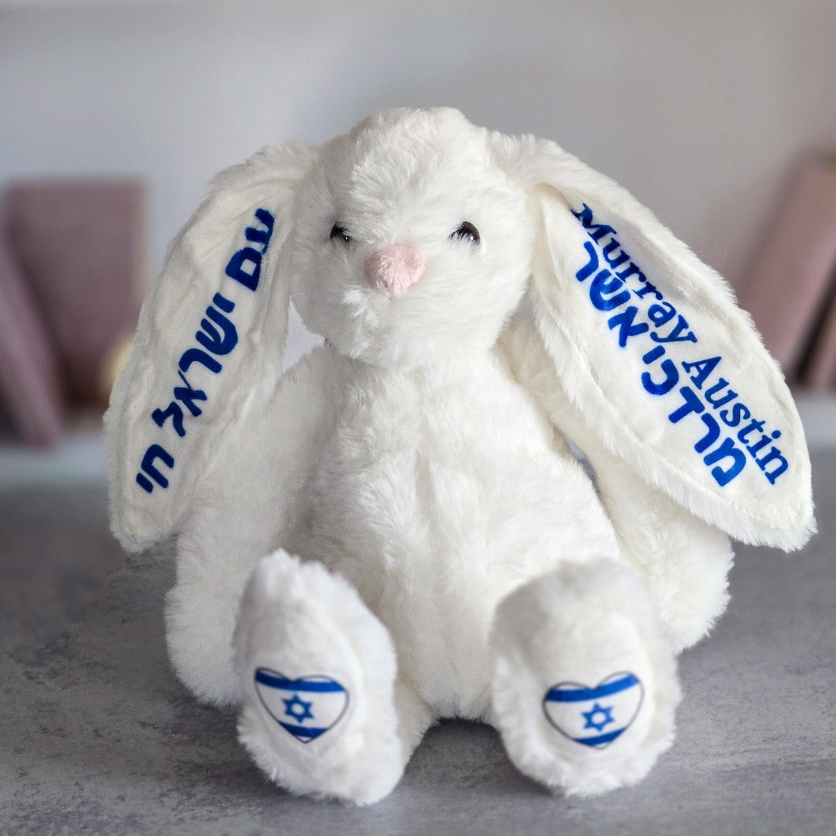 Personalized Am Yisrael Chai Plush Bunny Rabbit
