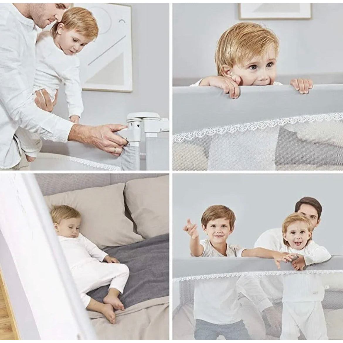 M MAYbabe Bed Rails for Babies and Toddlers, Extra Long and Tall Infants Bed Rail Guard Long Side of Kings or Queens(Grey-60 inches)