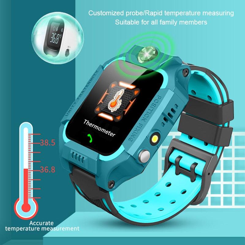 Kids Smart Watch Phone Call Thermometer Wristwatch GPS Locator Kids Smartwatch With Call Games Video Recorder Music Alarm Flashlight Touch Screen Smart Watch For Kids