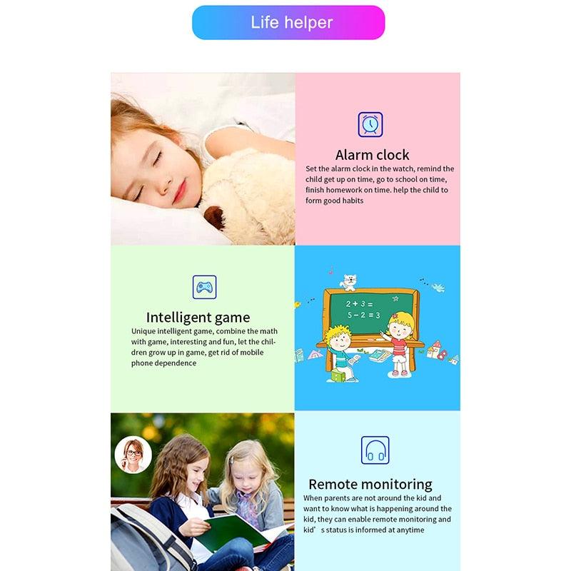 Kids Smart Watch Phone Call Thermometer Wristwatch GPS Locator Kids Smartwatch With Call Games Video Recorder Music Alarm Flashlight Touch Screen Smart Watch For Kids