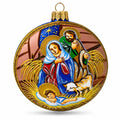 Peaceful Jesus Baby Asleep Nativity Glass Ball Christmas Ornament 3.25 Inches
