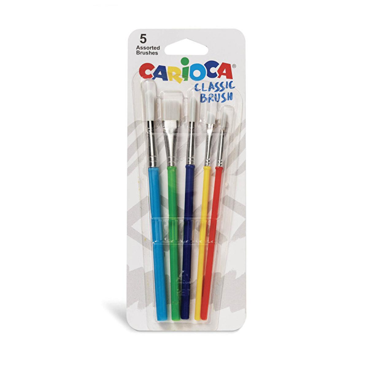 Carioca 5-Piece Nylon Brush Set in Blister Packaging - Art Supplies for Students and Hobbyists