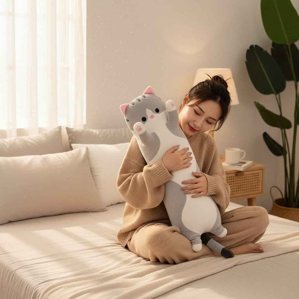 Long Cat Plush Pillow 26 Inch Soft Stuffed Animal for Kids