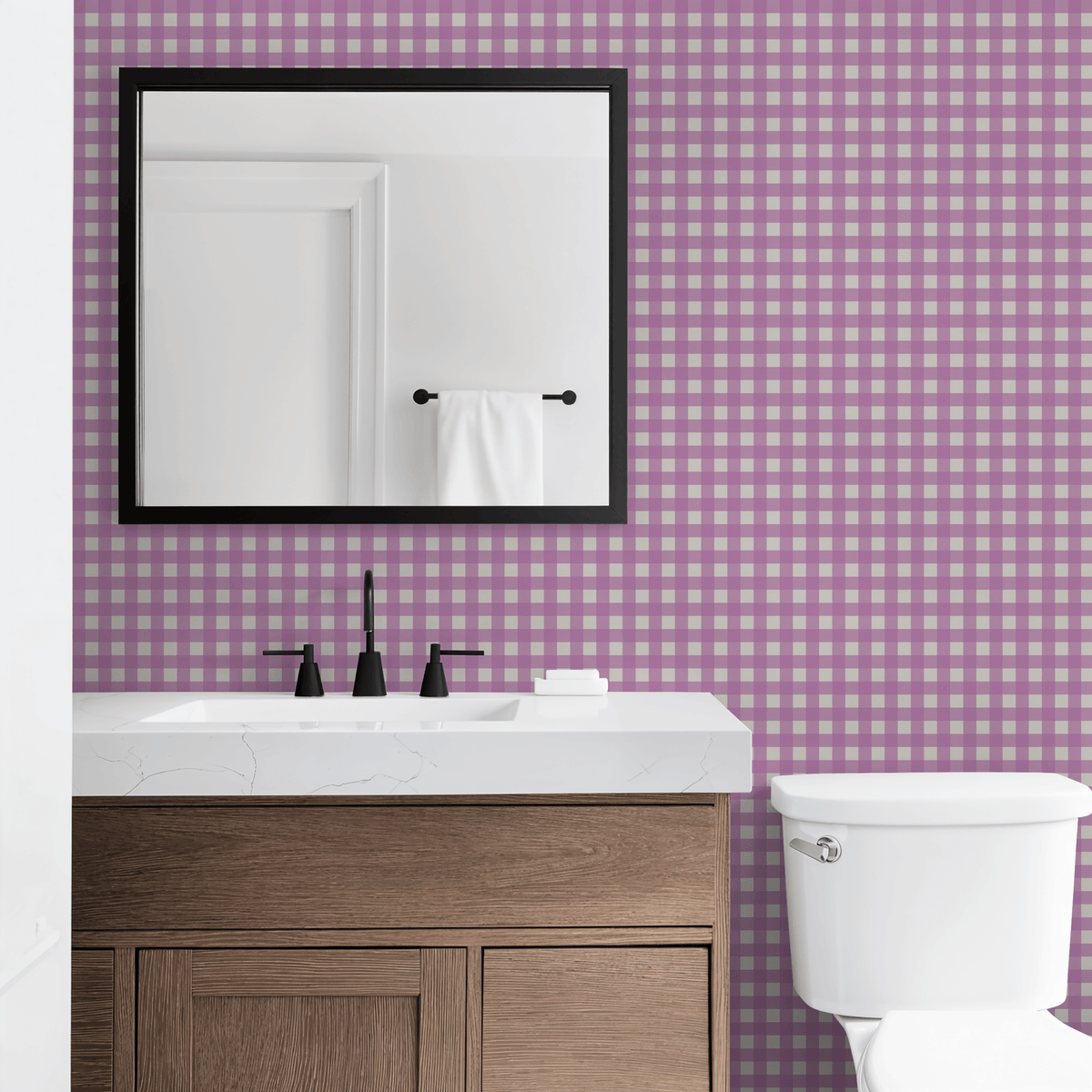 Simply Gingham Small (Purple) Wallpaper