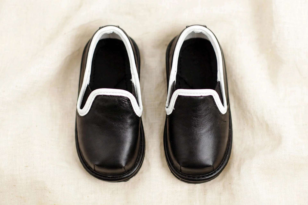 Kids Black Slip-On Dress Shoes – Vegan Leather Toddler Formal Shoes