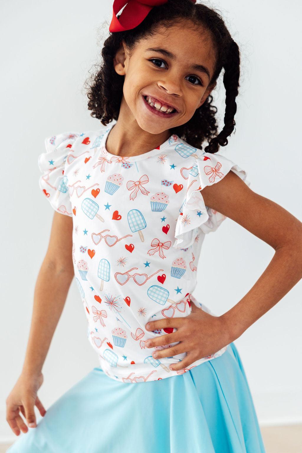 Red, White, & Sweet Short-Sleeve Ruffle Tee