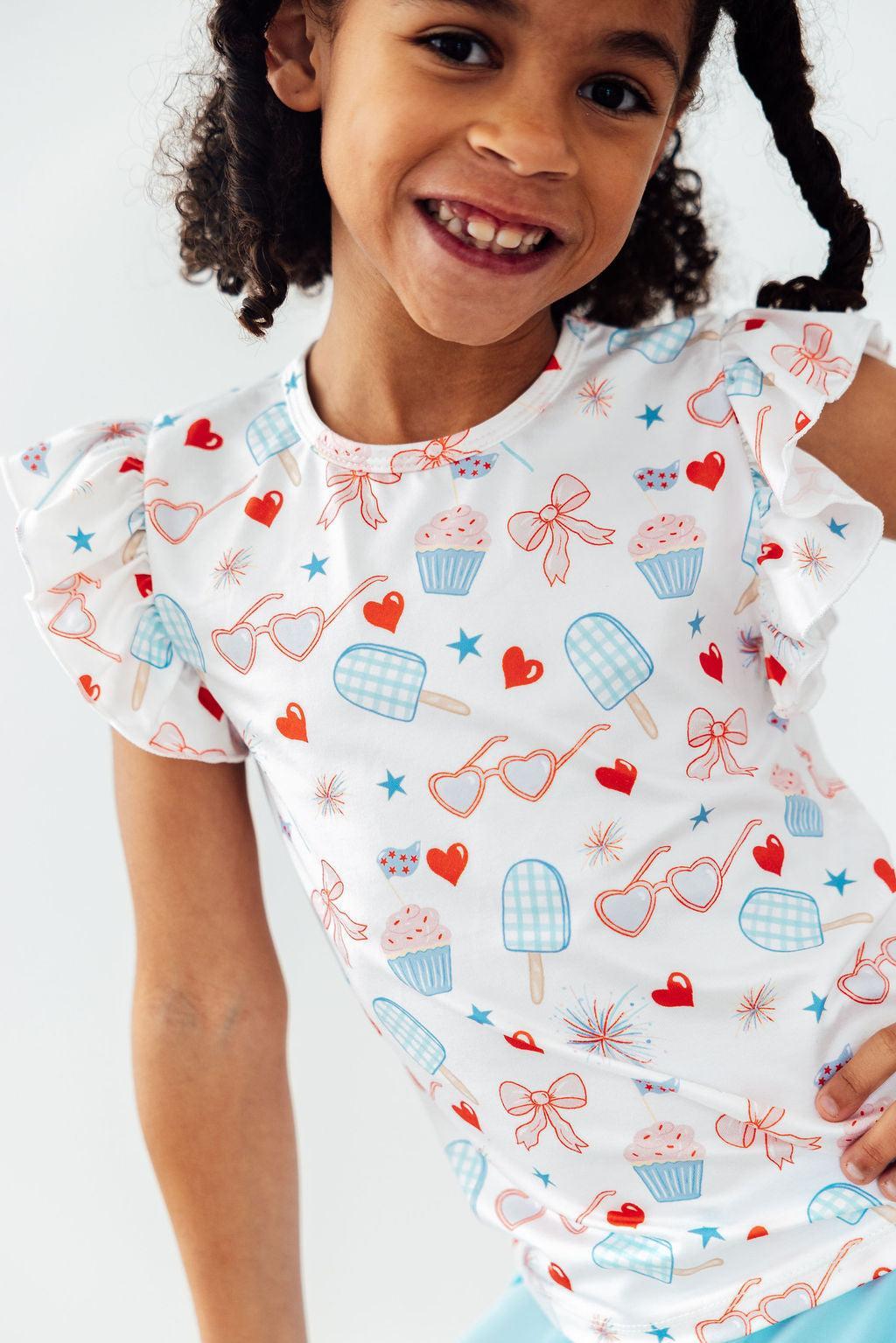 Red, White, & Sweet Short-Sleeve Ruffle Tee