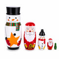 Santa, Snowman & Christmas Tree Wooden Nesting Dolls 5 Inches