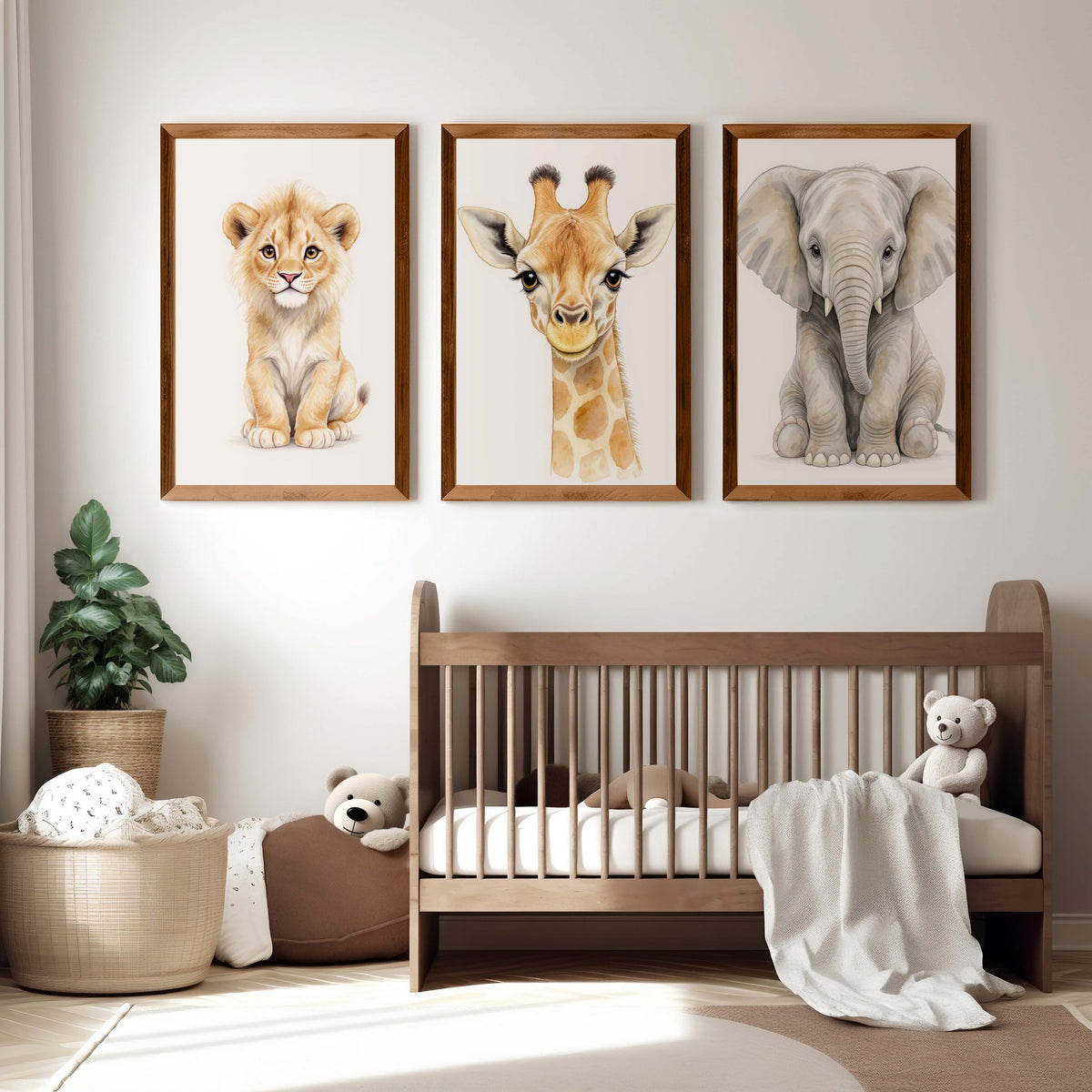 Safari Animal Nursery Room Wall Decor – Set of 3 Prints