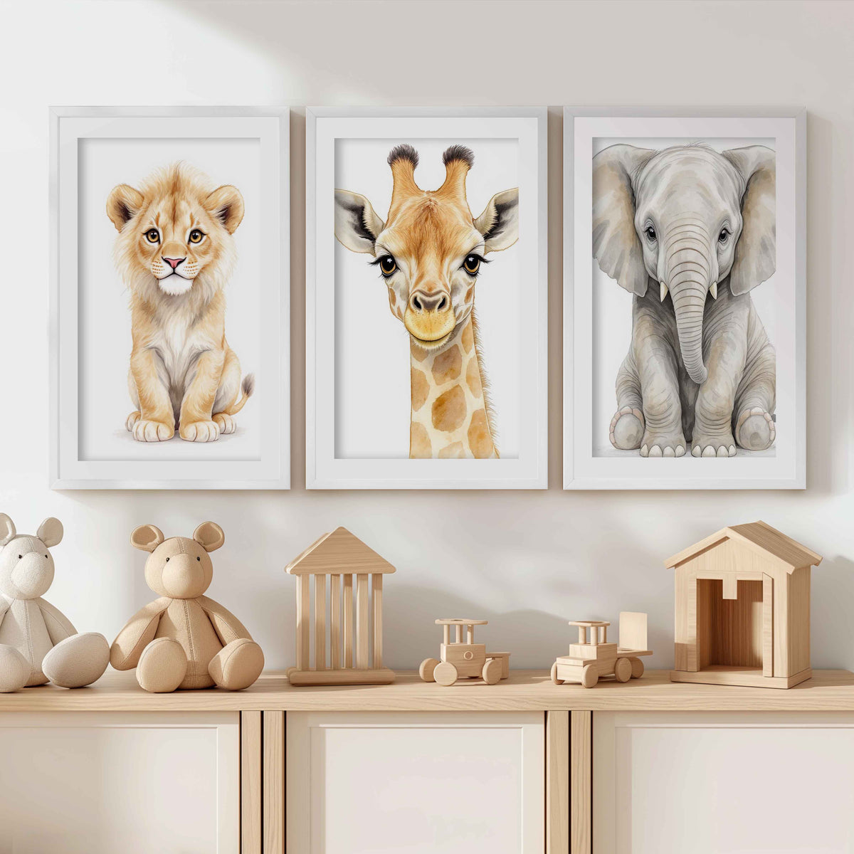 Safari Animal Nursery Room Wall Decor – Set of 3 Prints