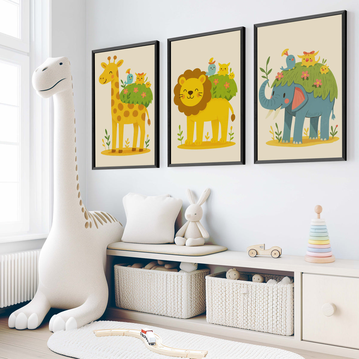 Safari Nursery Wall Art – Jungle Animal Print Set