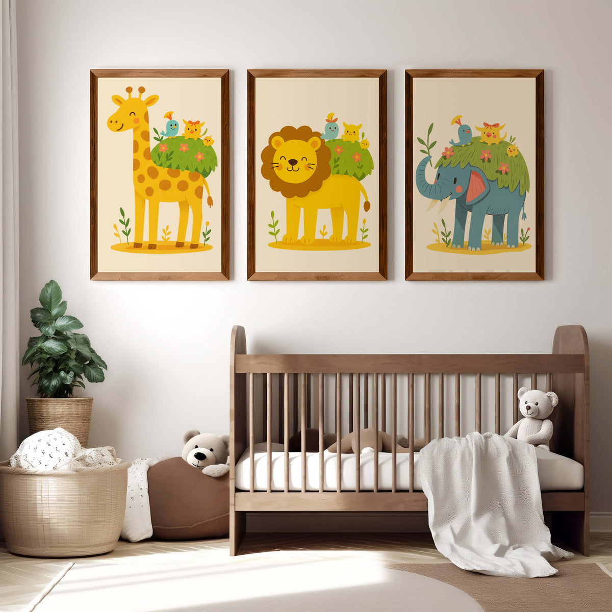 Safari Nursery Wall Art – Jungle Animal Print Set