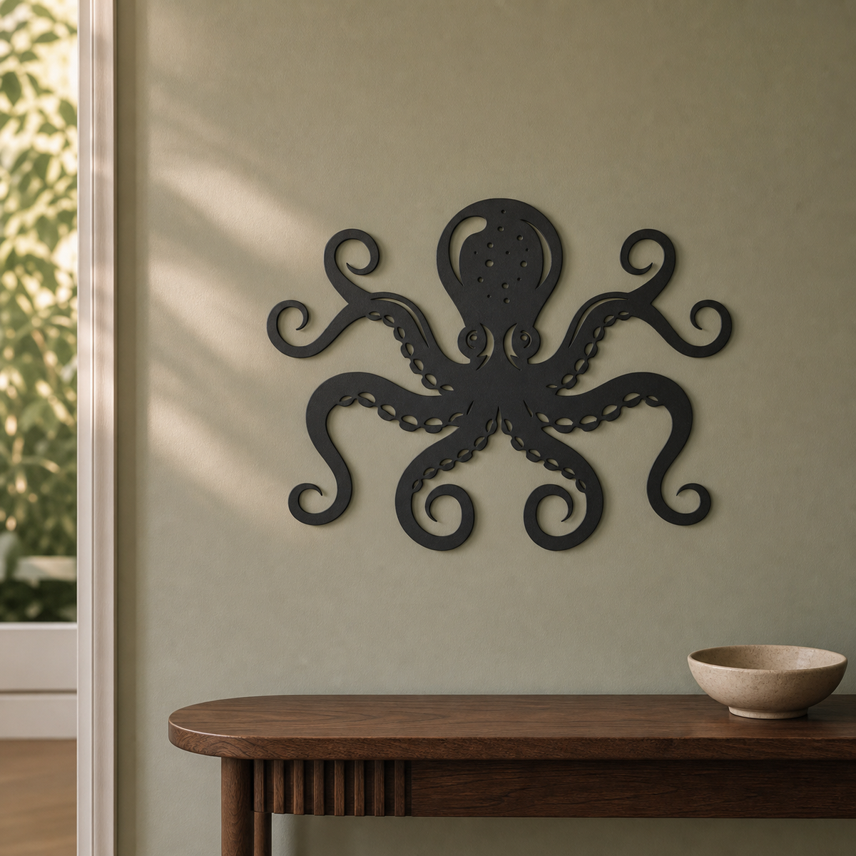 Octopus Wall Art — Curled Tentacle Silhouette | 2 Sizes