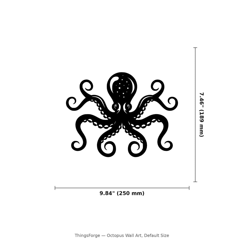 Octopus Wall Art — Curled Tentacle Silhouette | 2 Sizes