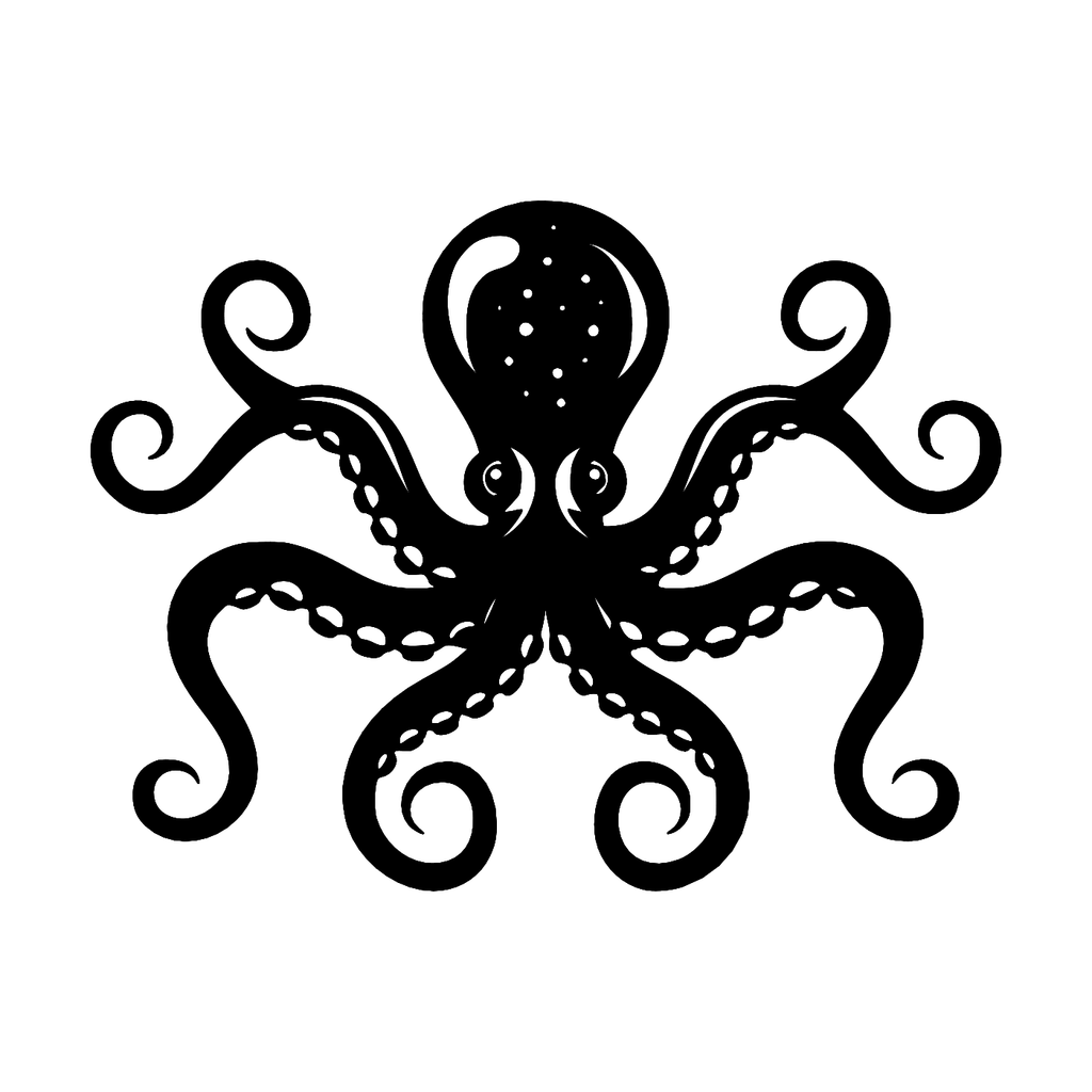 Octopus Wall Art — Curled Tentacle Silhouette | 2 Sizes