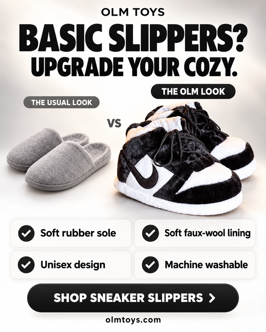 Black and White Panda Sneaker Slippers