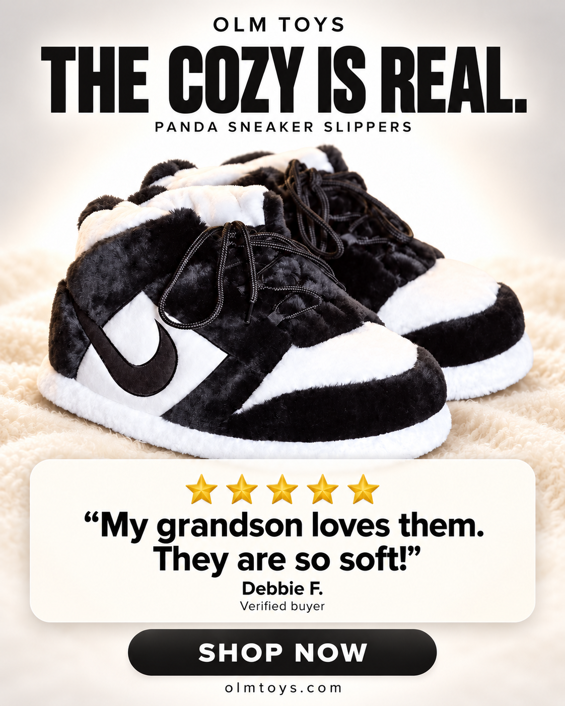 Black and White Panda Sneaker Slippers