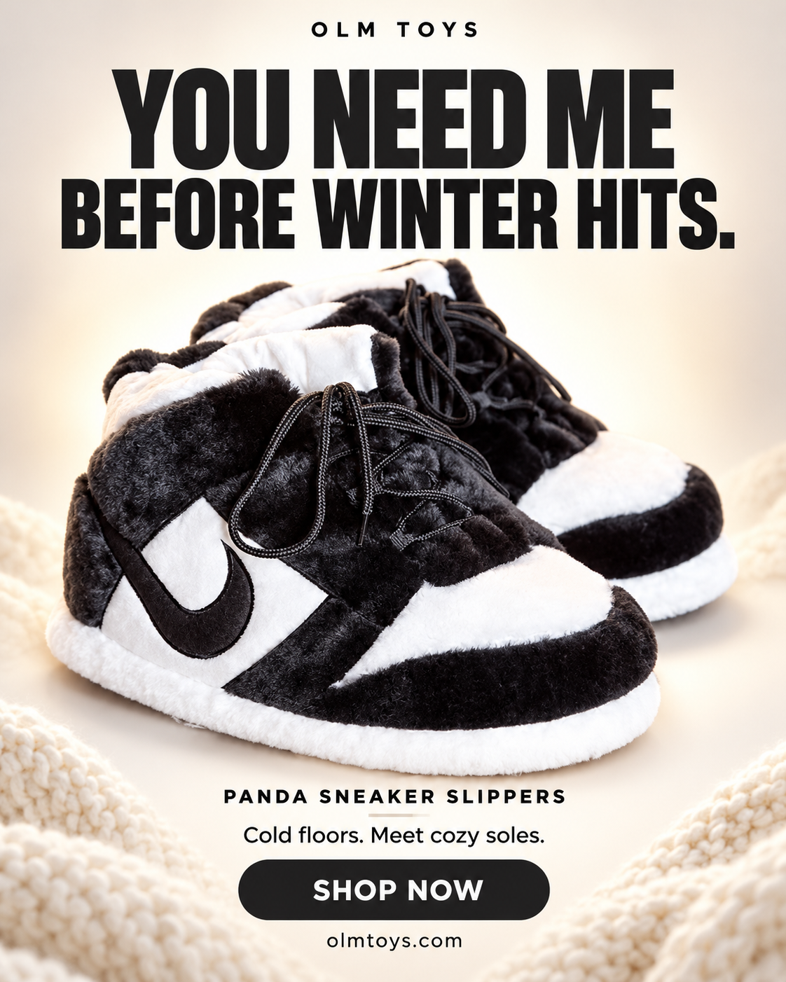 Black and White Panda Sneaker Slippers