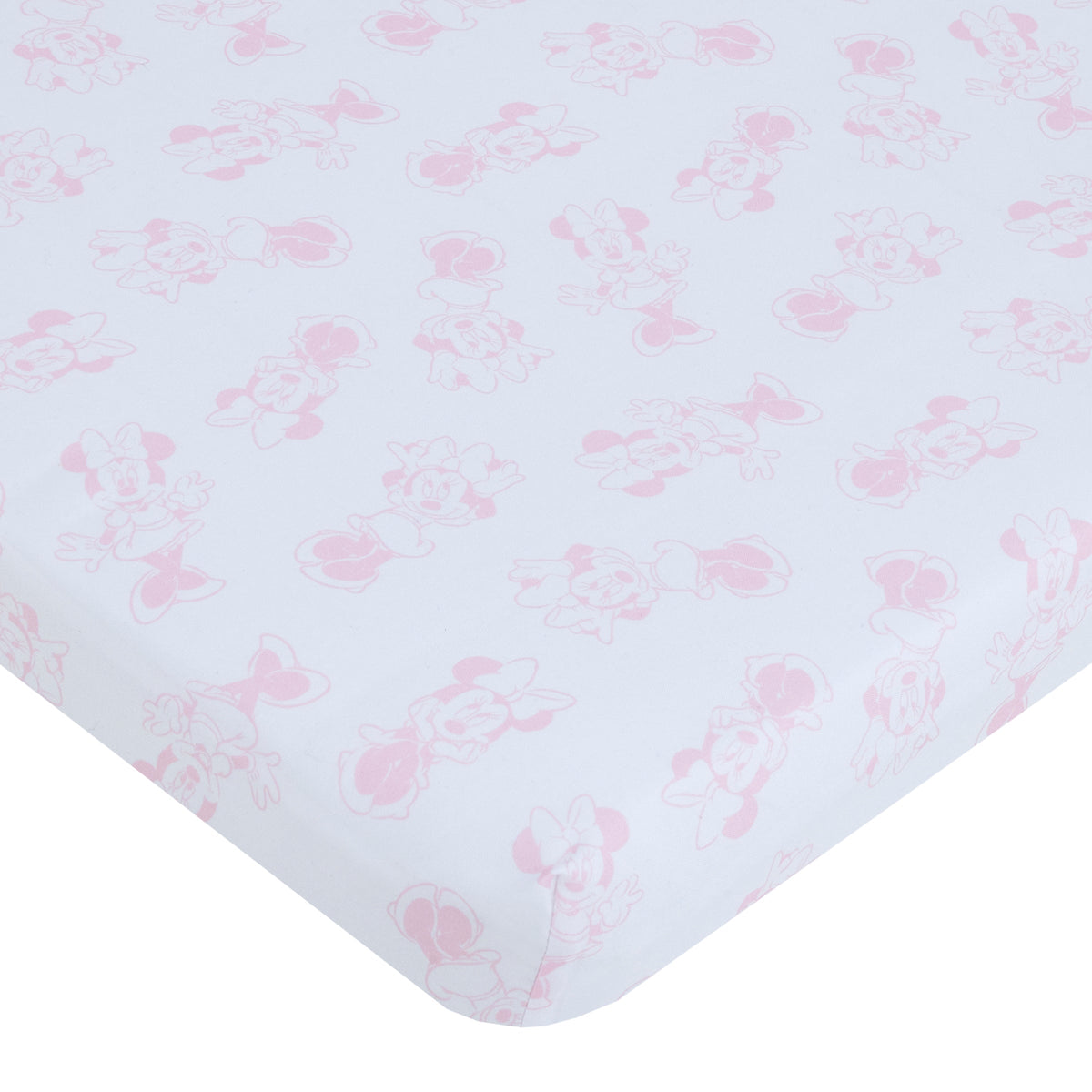 Disney Minnie Mouse Be Happy Pink Rainbow, Stars, and Clouds 3 Piece Nursery Mini Crib Bedding Set - Comforter and Two Fitted Mini Crib Sheets