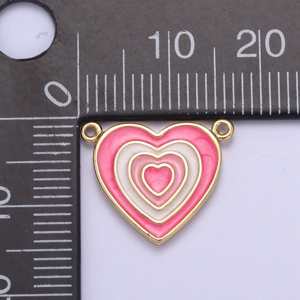 Pink Enamel Heart Charm Connector with You are Loved for Valentine Jewelry Making Supply F-814