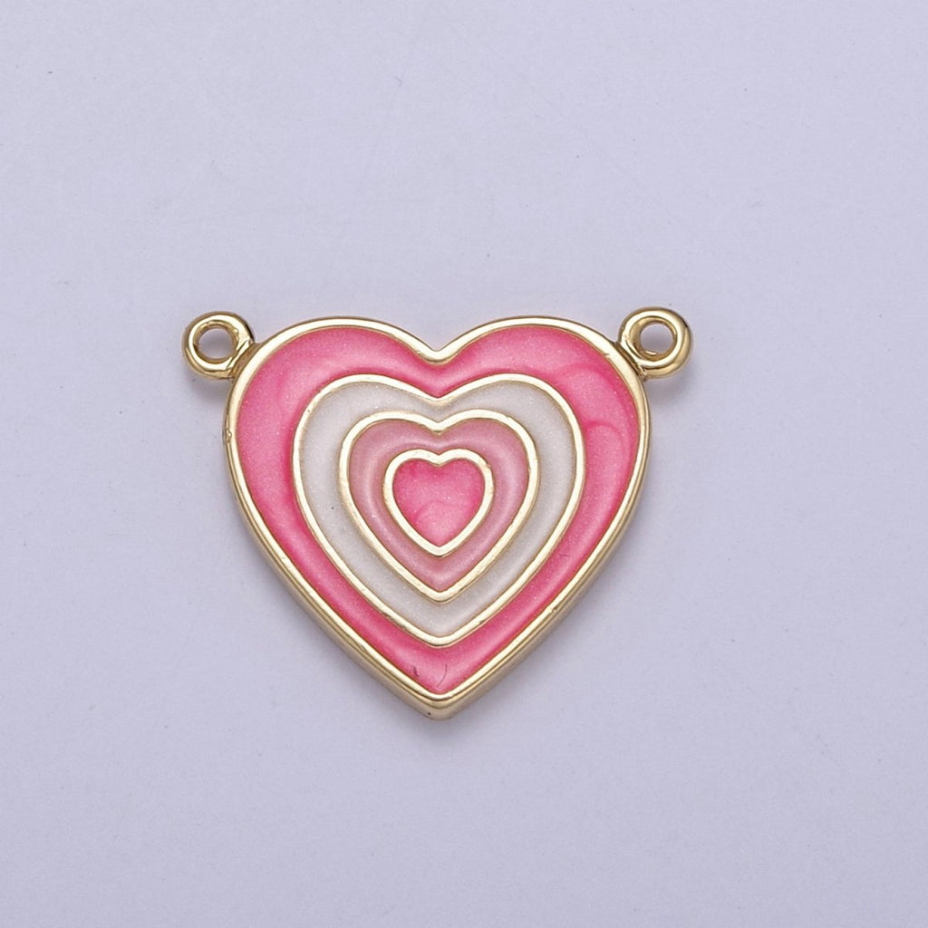 Pink Enamel Heart Charm Connector with You are Loved for Valentine Jewelry Making Supply F-814