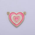 Pink Enamel Heart Charm Connector with You are Loved for Valentine Jewelry Making Supply F-814