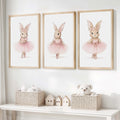 Pink Nursery Wall Art – Bunny Ballerina Set (3 Prints)