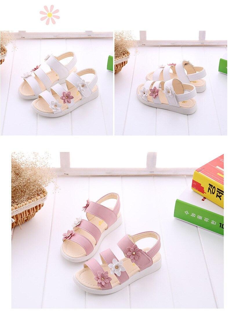 Girls' Flower Open-Toe Sandals