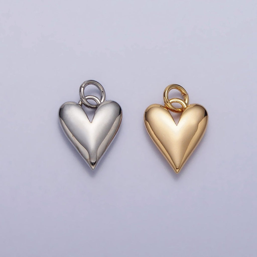 Puffed Heart Minimalist Valentine Add-On Charm in Gold & Silver | AC-305 AC-306