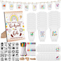 Pydeeirom 201 Pcs Baby Shower Set | Baby Shower Game Sign | Baby Bib & Bodysuit | White Baby Bib | Newborn Bodysuit | Baby Shower | White Onesie Decorating Kit (Rainbow) - # BAAA21110033