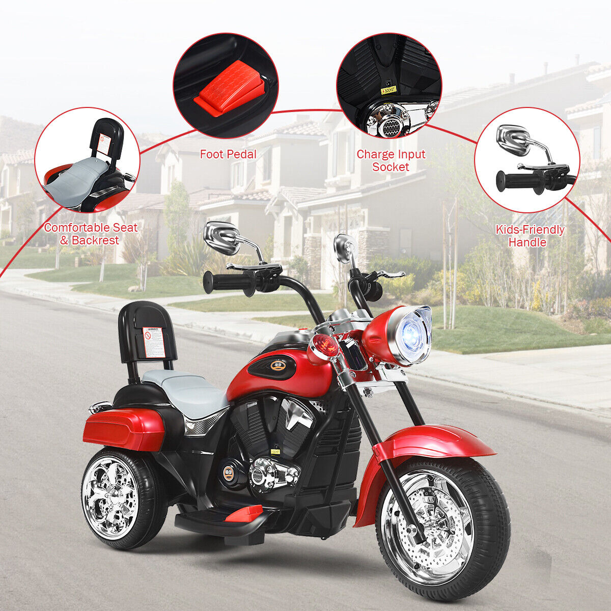 Rev up the Fun with the Honeyjoy 6V Kids Chopper Motorcycle Trike in Red