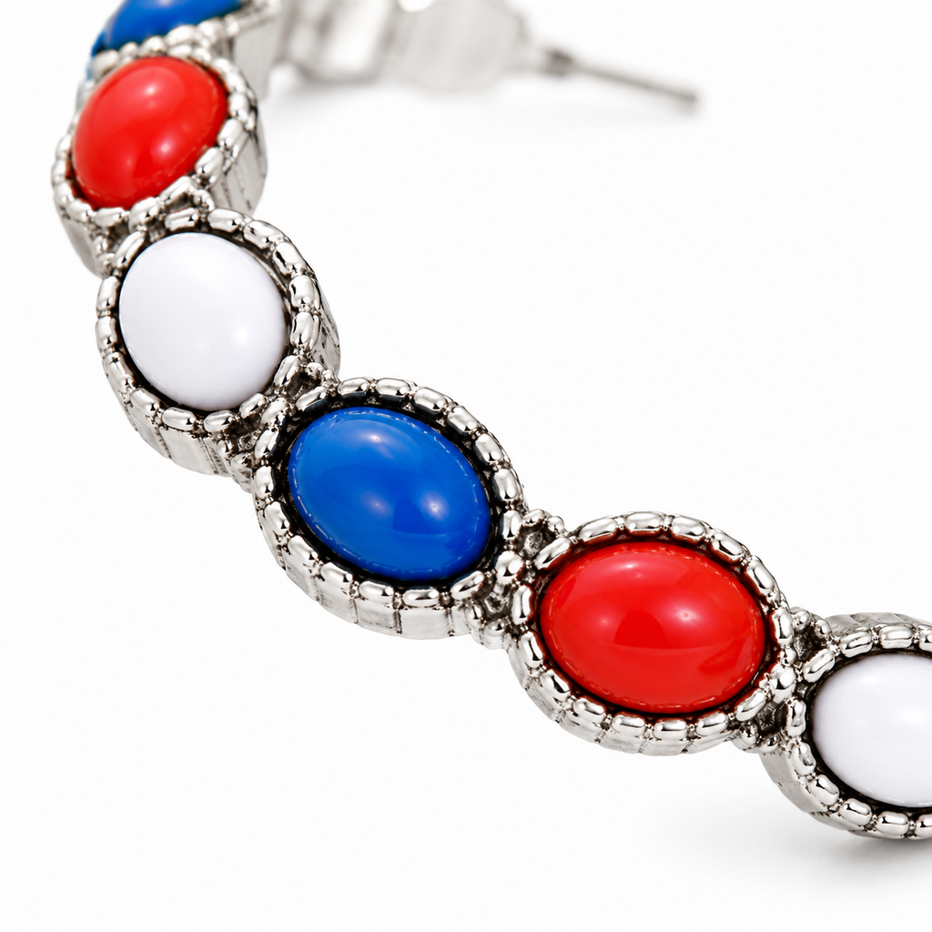 Stars, Stripes & Sparkle Hoop Earrings | Red White Blue Americana Statement Hoops