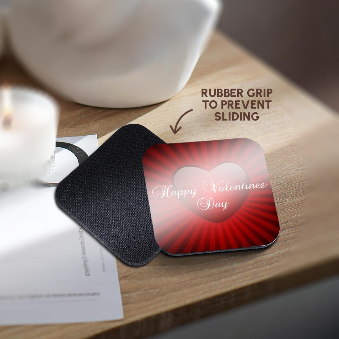 3dRose PS Holidays - Red Heart Happy Valentines Day - Coasters (cst_164639)