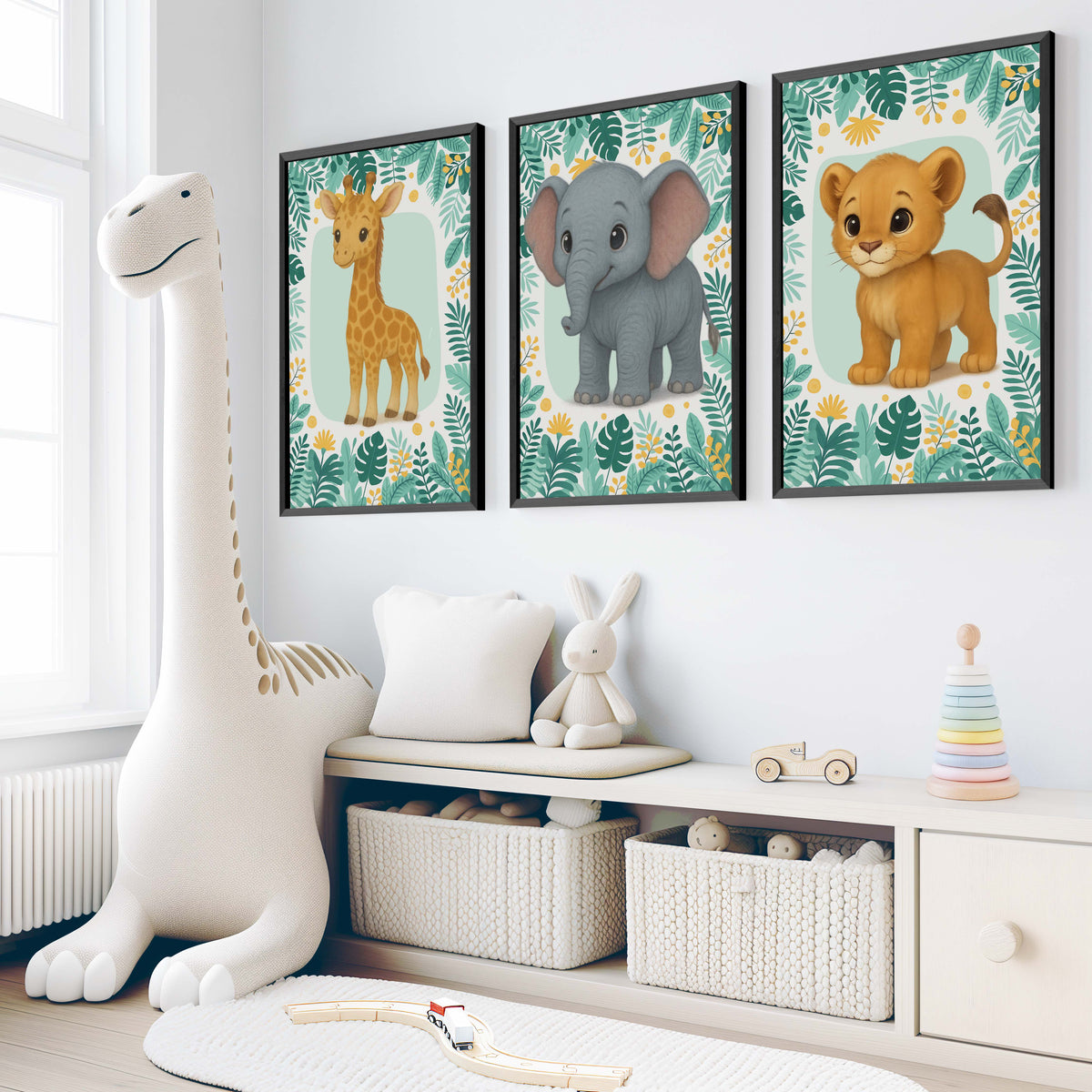 Safari Wall Decor for Nursery – Elephant, Lion & Giraffe