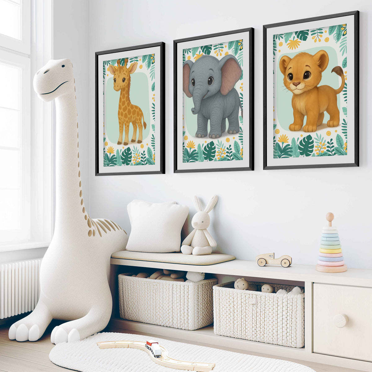 Safari Wall Decor for Nursery – Elephant, Lion & Giraffe