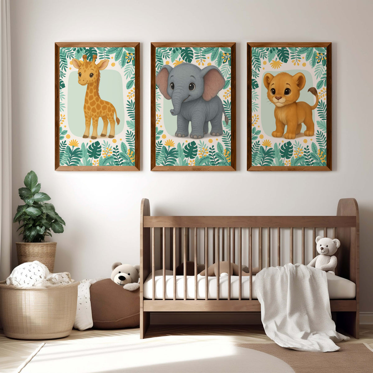 Safari Wall Decor for Nursery – Elephant, Lion & Giraffe