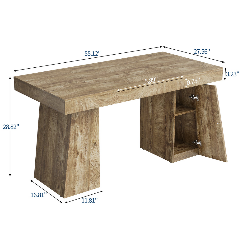 55-Inch Student Computer & Study Desk with Drawers and Cabinets – Large Homeschool Writing & Learning Desk | Black