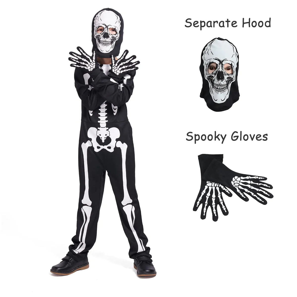 Sincere Party Kids Skeleton Costume | Glow in the Dark Skeletons | Halloween Skeleton Costumes | For Boys and Girls 7-9years | White Gid Skeleton -# BOAA111310001