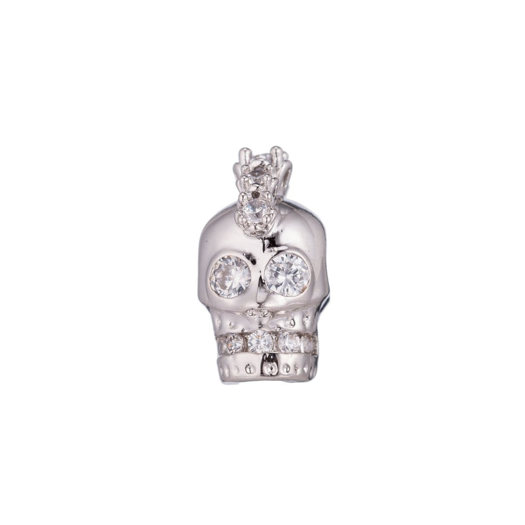Skull Halloween Scary Head Ghost Soul Crystal DIY Craft Cubic Zirconia Bracelet Charm Bead Findings Connector for Jewelry Making B-251