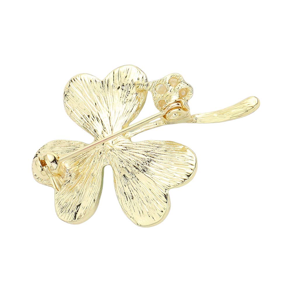 St Patrick's Day Clover Pearl Pin Brooch Green Clover Brooch Pin