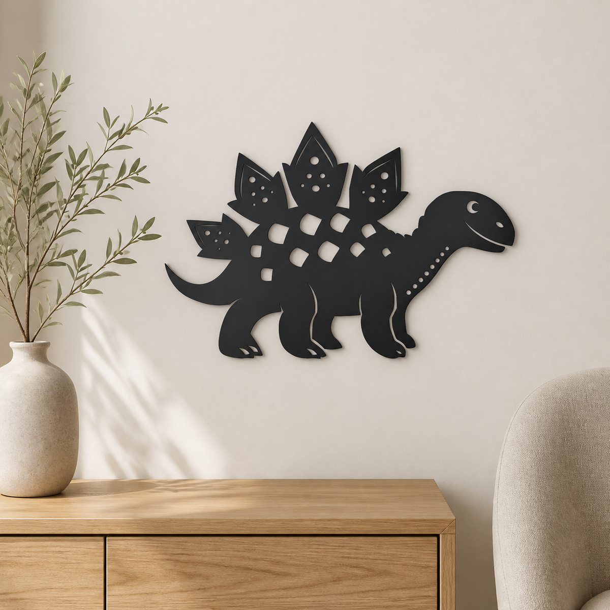 Stegosaurus Wall Art — Friendly Dinosaur Silhouette | 2 Sizes