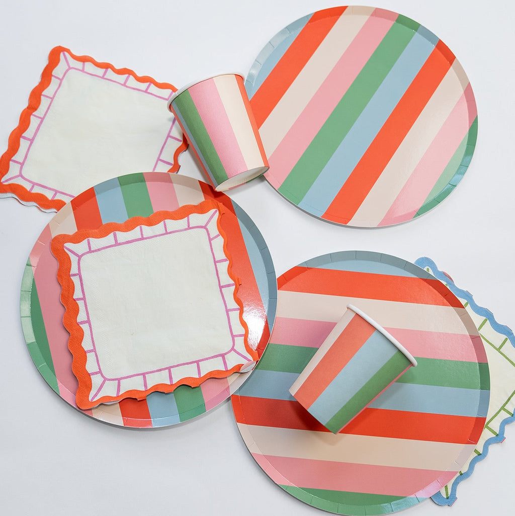 Colorful Striped Party Paper Plates 9in (x12) | Kids Birthday & Every Occasion Plates