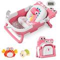 TPN Collapsible Baby Bathtub | For Infants to Toddler | With Real-time Temp Monitor + Floating Cushion | Foldable Baby Bath Tub Set | Applicable 0-36 Month | Perfect Portable Travel Baby Tub | For Newborn Girls - # BAGE11110018