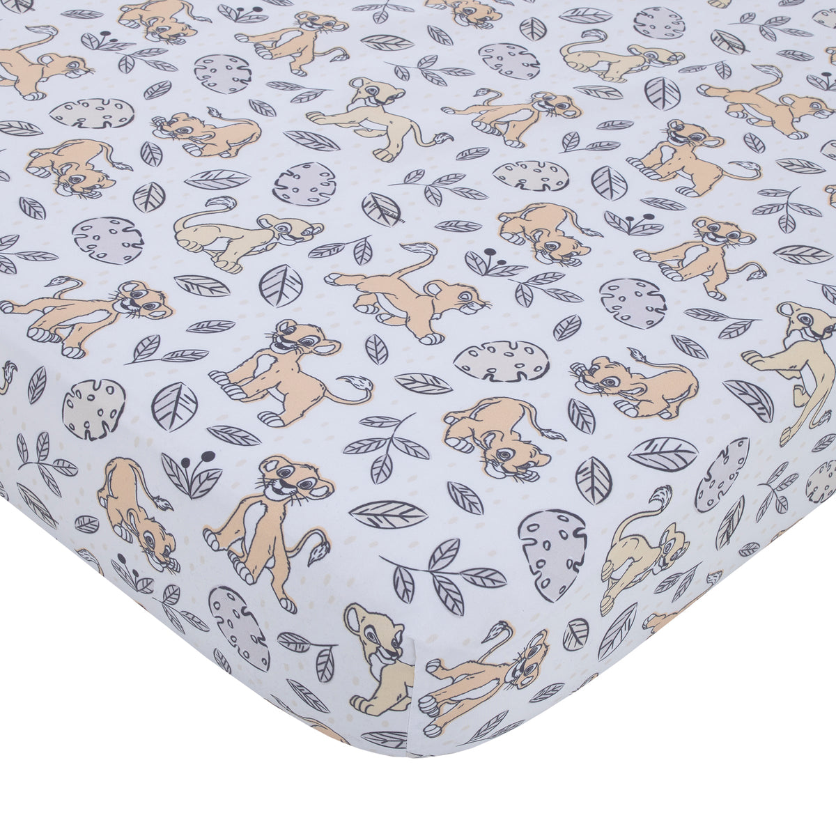 Lion King Daddy's Little Cub Grey, White and Tan Simba and Nala 6 Piece Nursery Crib Bedding Set - Comforter, Two Fitted Crib Sheets, Crib Skirt, Blanket and Changing Pad Cover